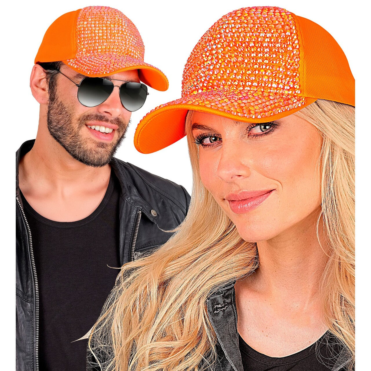 Op deze afbeelding zie je een Accessoires, van het merk Widmann. Neon Oranje Strass Pet