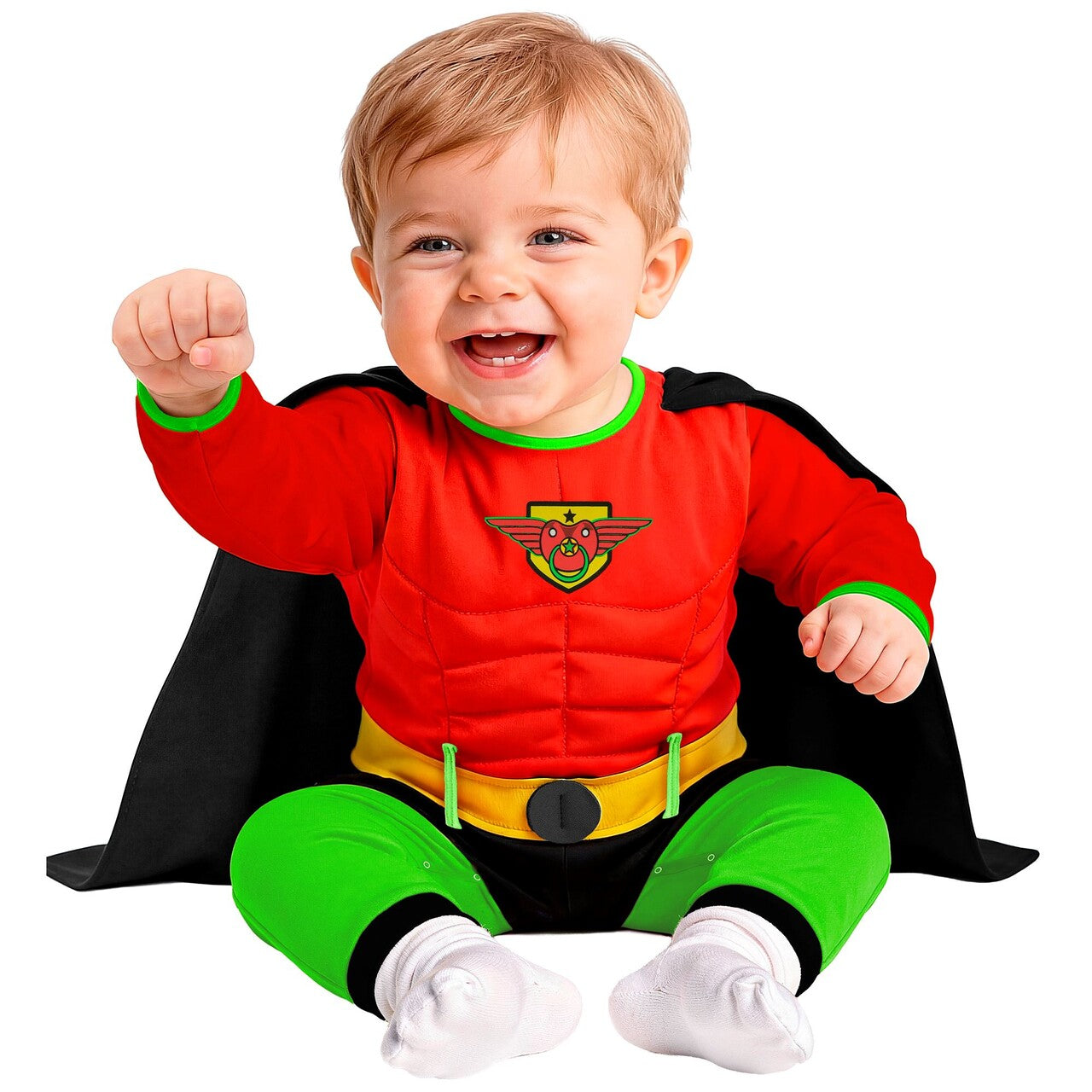 Op deze afbeelding zie je een Kostuums, van het merk Widmann. Mini Superheld Jongen Kostuum