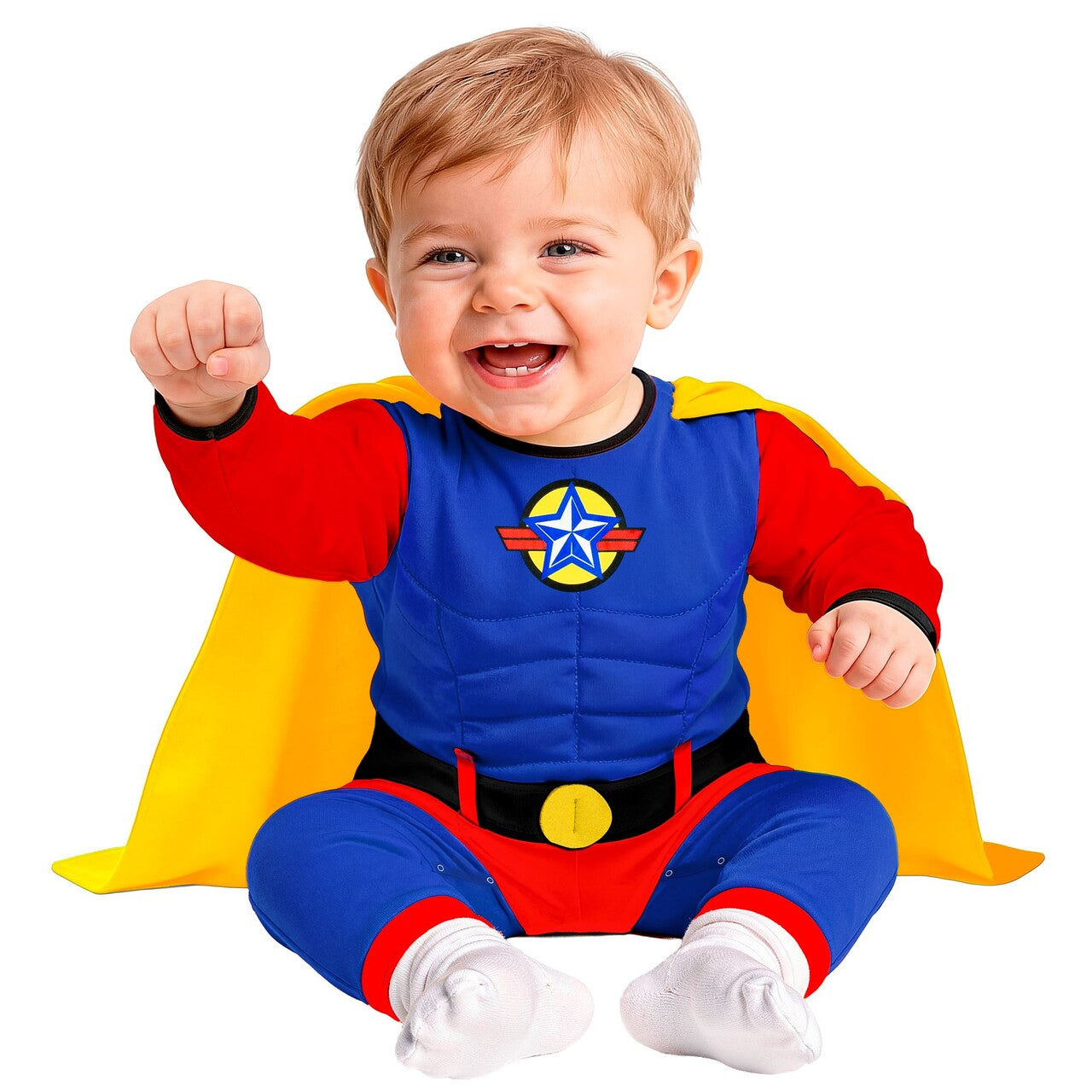 Op deze afbeelding zie je een Kostuums, van het merk Widmann. Superbaby In Actie Jongen Kostuum