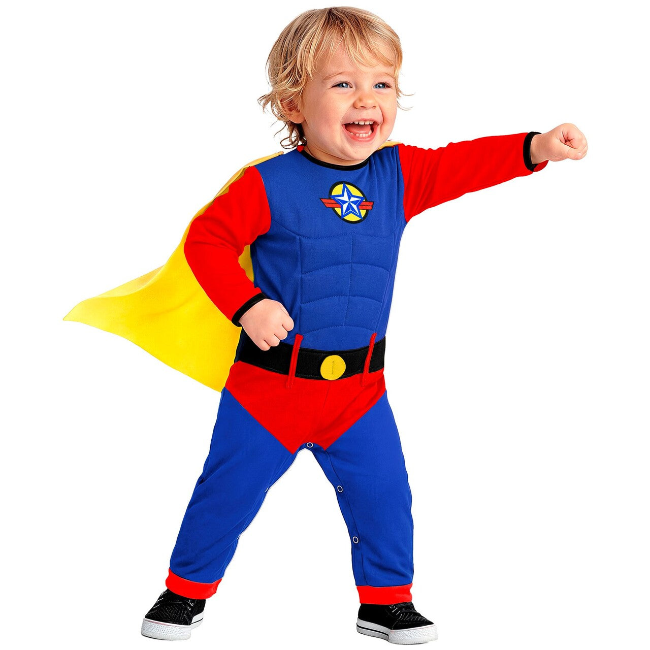 Op deze afbeelding zie je een Kostuums, van het merk Widmann. Superbaby In Actie Jongen Kostuum