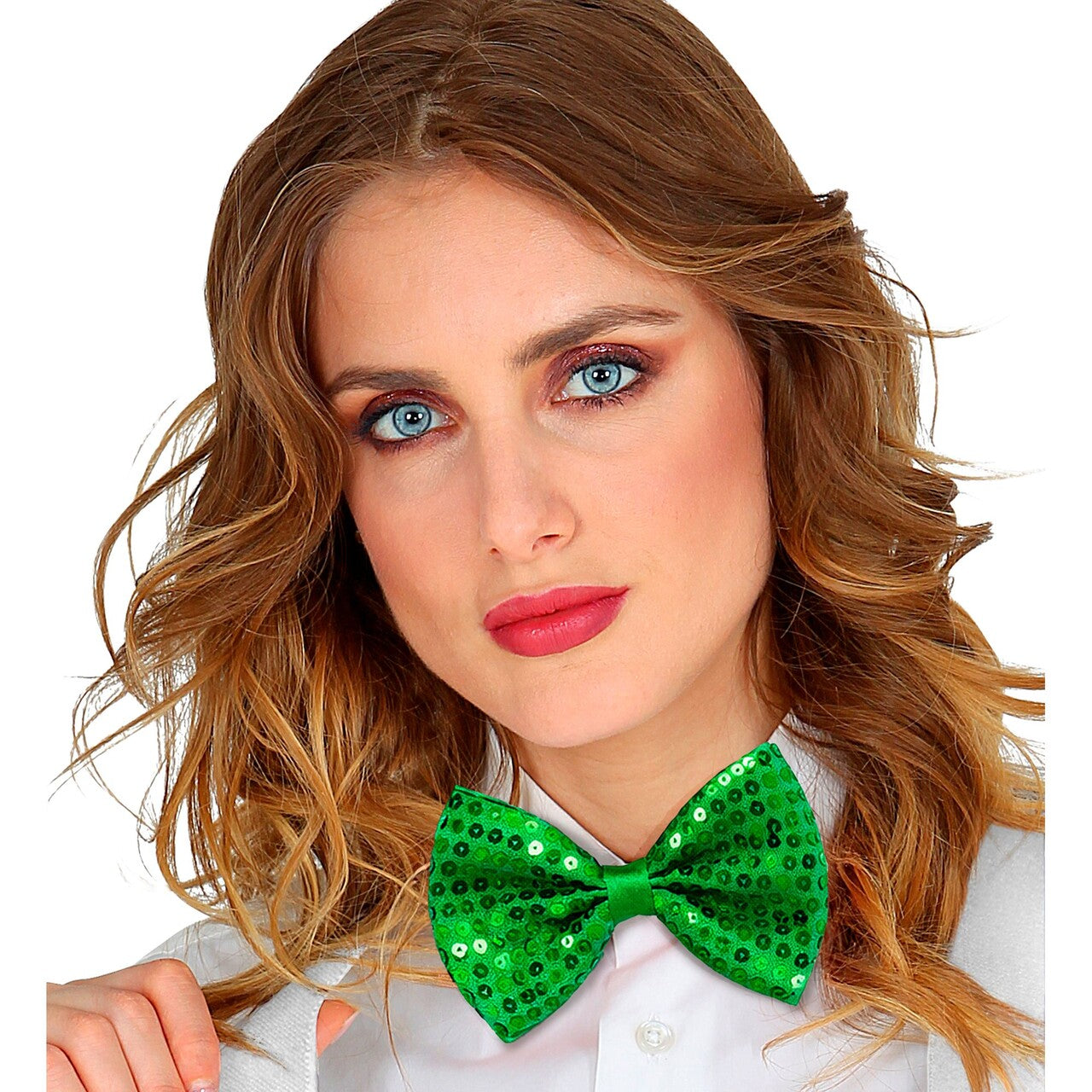Op deze afbeelding zie je een Accessoires, van het merk Widmann. Groene Sparkle Strik