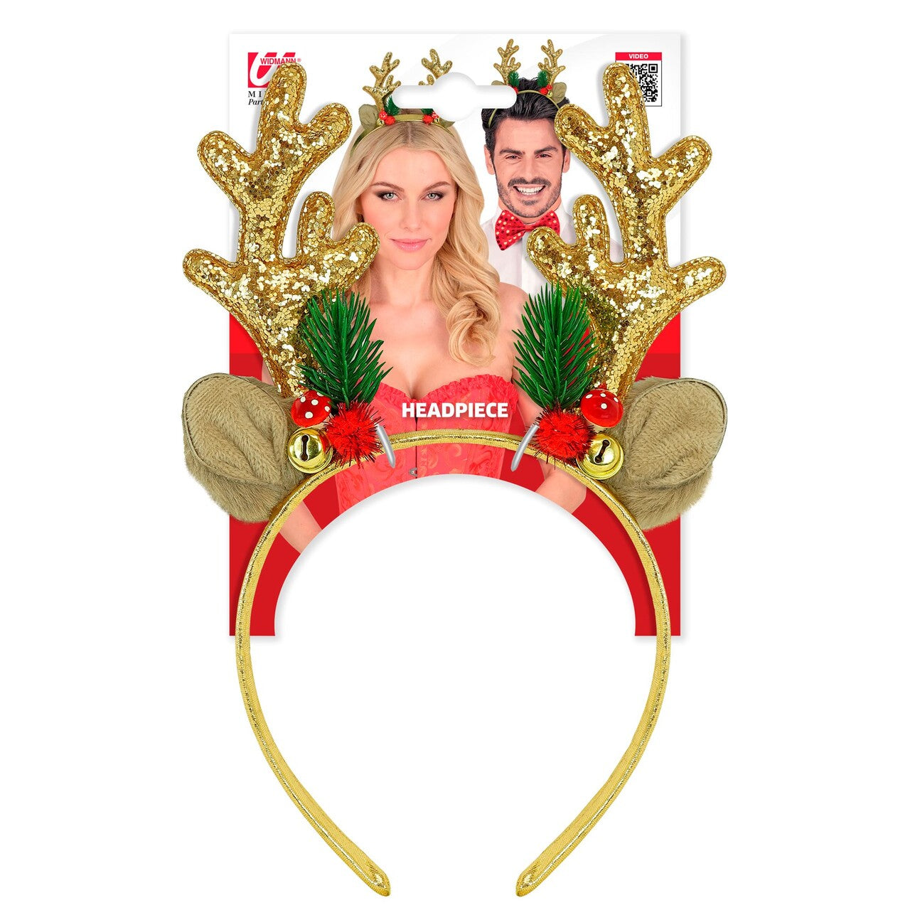 Op deze afbeelding zie je een Accessoires, van het merk Widmann. Goud Glitter Rendiergewei