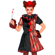 Op deze afbeelding zie je een Kostuums, van het merk Widmann. Kwaadaardige Clown Meisje Kostuum