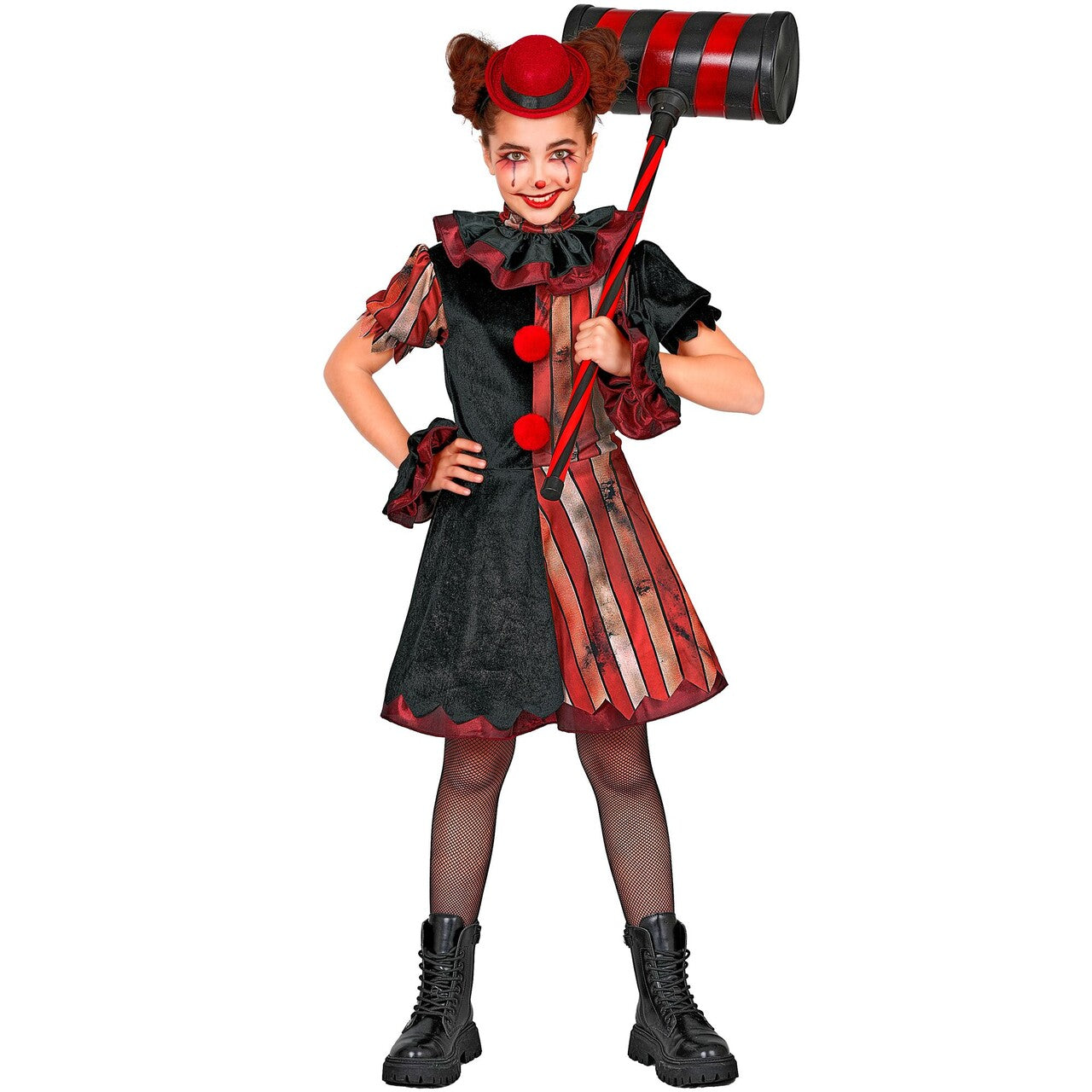 Op deze afbeelding zie je een Kostuums, van het merk Widmann. Kwaadaardige Clown Meisje Kostuum