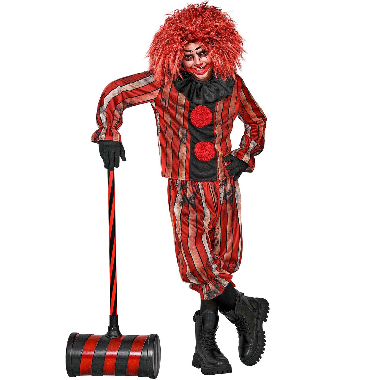 Op deze afbeelding zie je een Kostuums, van het merk Widmann. Nachtmerrie Clown Jongen Kostuum