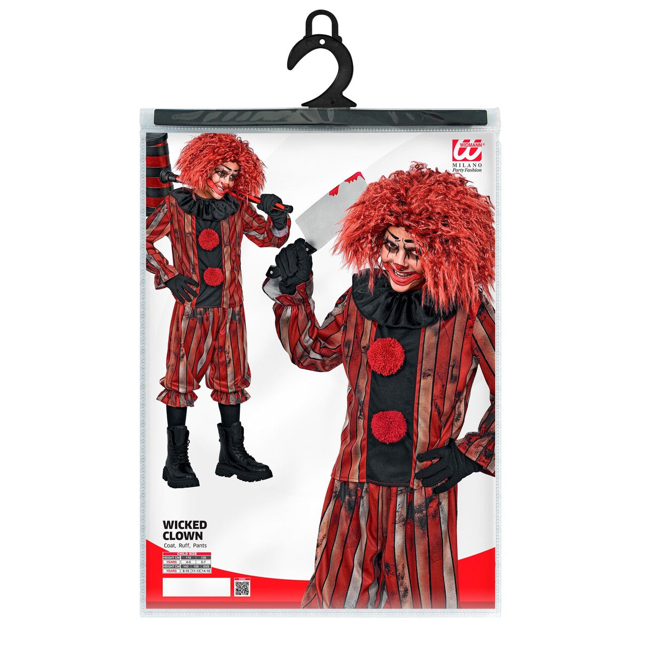 Op deze afbeelding zie je een Kostuums, van het merk Widmann. Nachtmerrie Clown Jongen Kostuum
