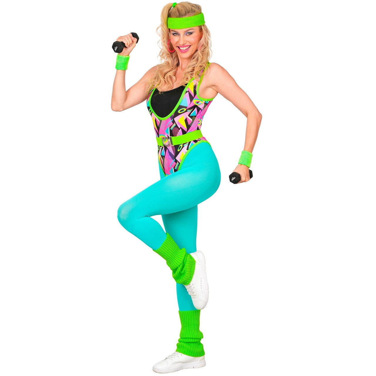 Op deze afbeelding zie je een Kostuums, van het merk Widmann. Jaren 80 Aerobicsster Vrouw Kostuum
