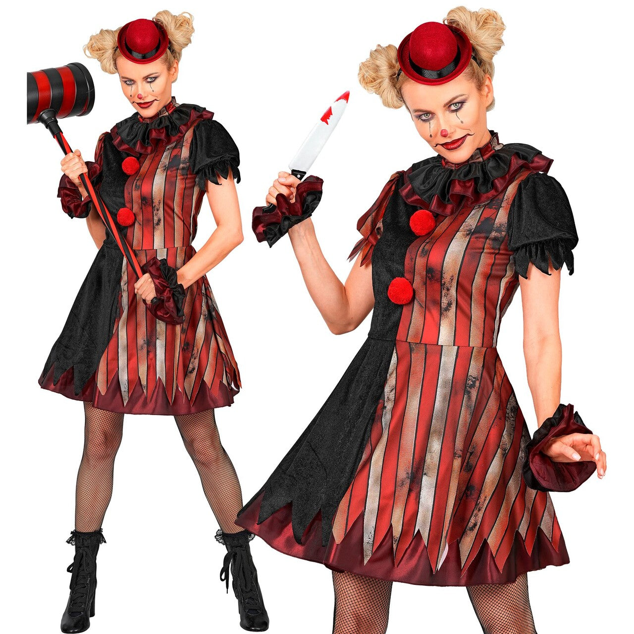 Op deze afbeelding zie je een Kostuums, van het merk Widmann. Wicked Clown Vrouw Kostuum
