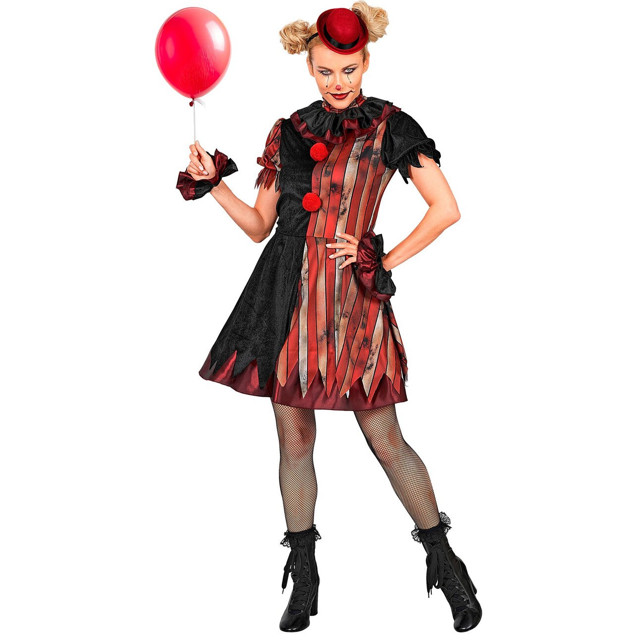 Op deze afbeelding zie je een Kostuums, van het merk Widmann. Wicked Clown Vrouw Kostuum