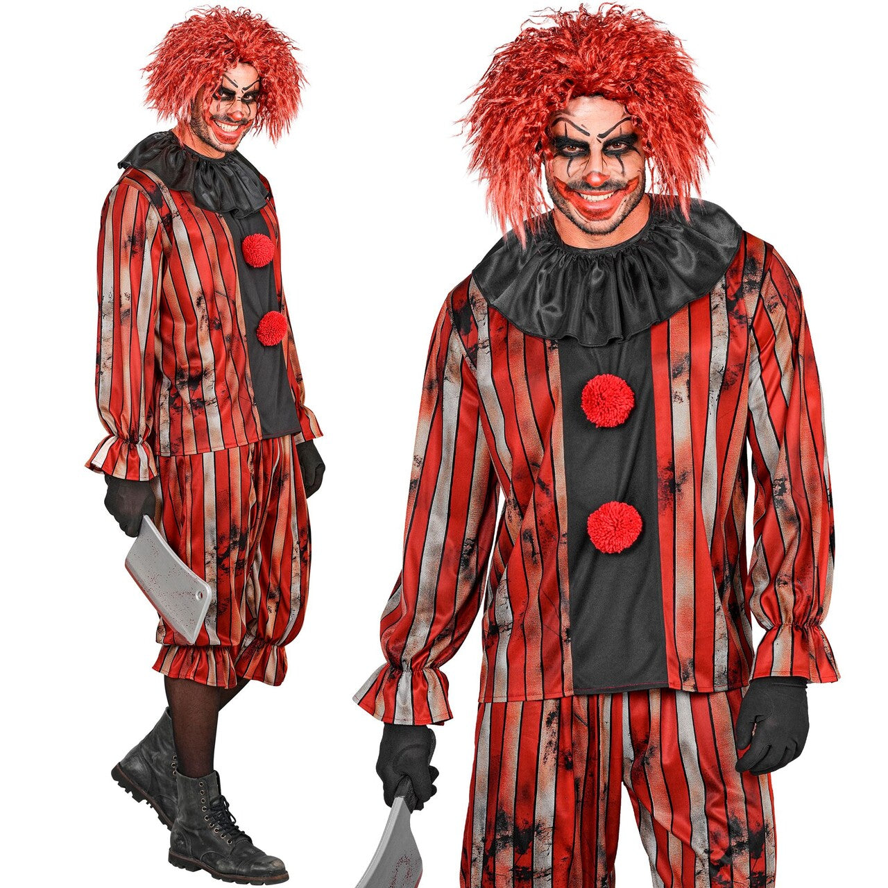 Op deze afbeelding zie je een Kostuums, van het merk Widmann. Boze Clown Casper Man Kostuum