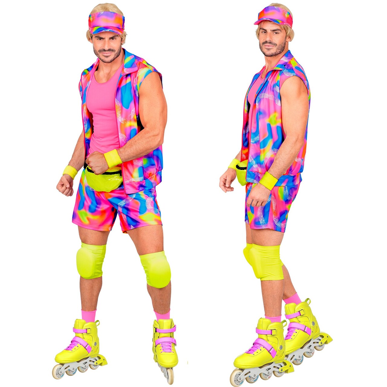 Op deze afbeelding zie je een Kostuums, van het merk Widmann. Jaren 80 Rolschaatsbaas Man Kostuum