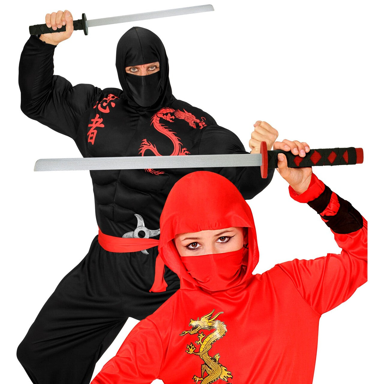Op deze afbeelding zie je een Accessoires, van het merk Widmann. Ninja Zwaardenset Met 2 Katanas