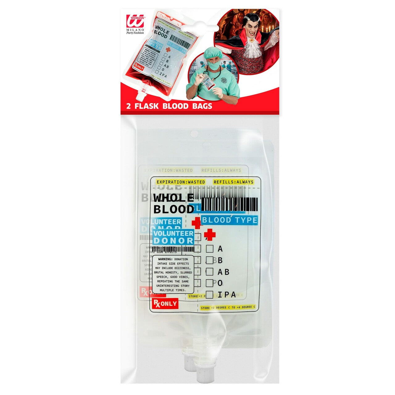 Op deze afbeelding zie je een Accessoires, van het merk Widmann. Set Van 2 Bloedzakken (Zonder Bloed)