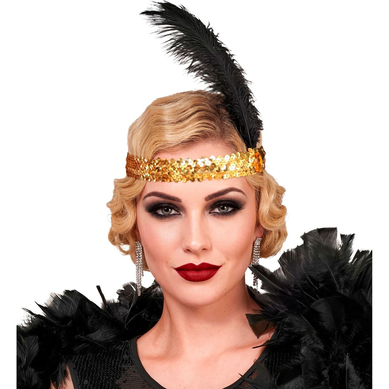Op deze afbeelding zie je een Accessoires, van het merk Widmann. Gouden Roaring 20s Pailletten Hoofdband