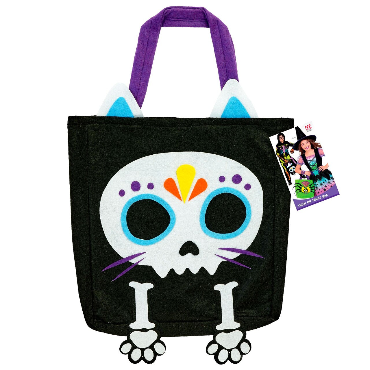 Op deze afbeelding zie je een Accessoires, van het merk Widmann. Trick Or Treat Katten Skelet Tas
