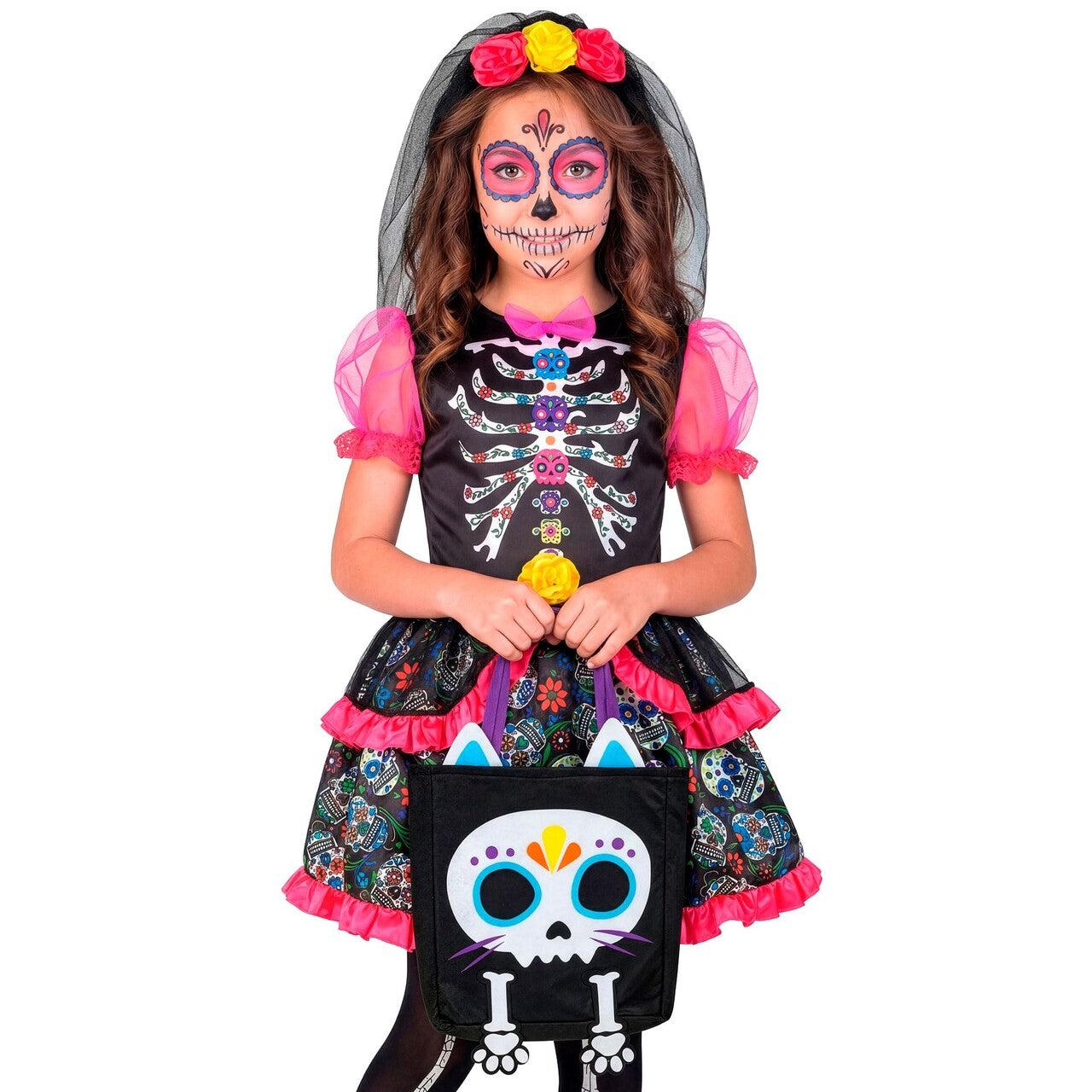 Op deze afbeelding zie je een Accessoires, van het merk Widmann. Trick Or Treat Katten Skelet Tas