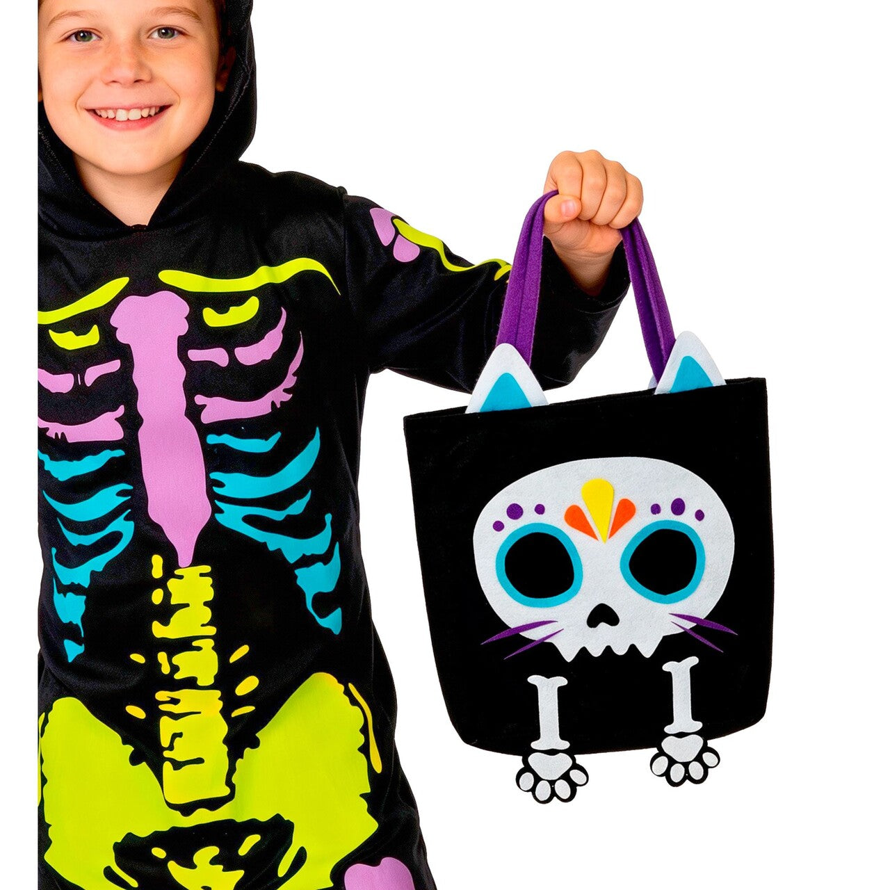 Op deze afbeelding zie je een Accessoires, van het merk Widmann. Trick Or Treat Katten Skelet Tas