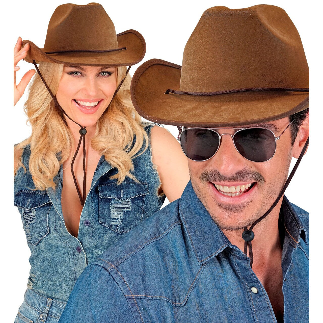 Op deze afbeelding zie je een Accessoires, van het merk Widmann. Bruine Vintage Suède Cowboyhoed