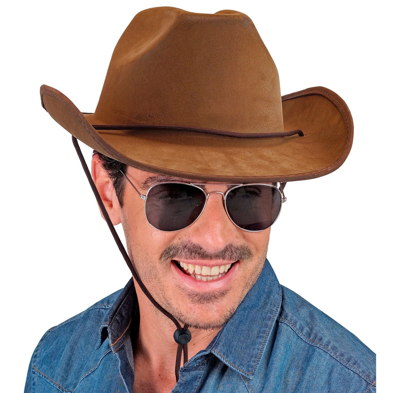 Op deze afbeelding zie je een Accessoires, van het merk Widmann. Bruine Vintage Suède Cowboyhoed