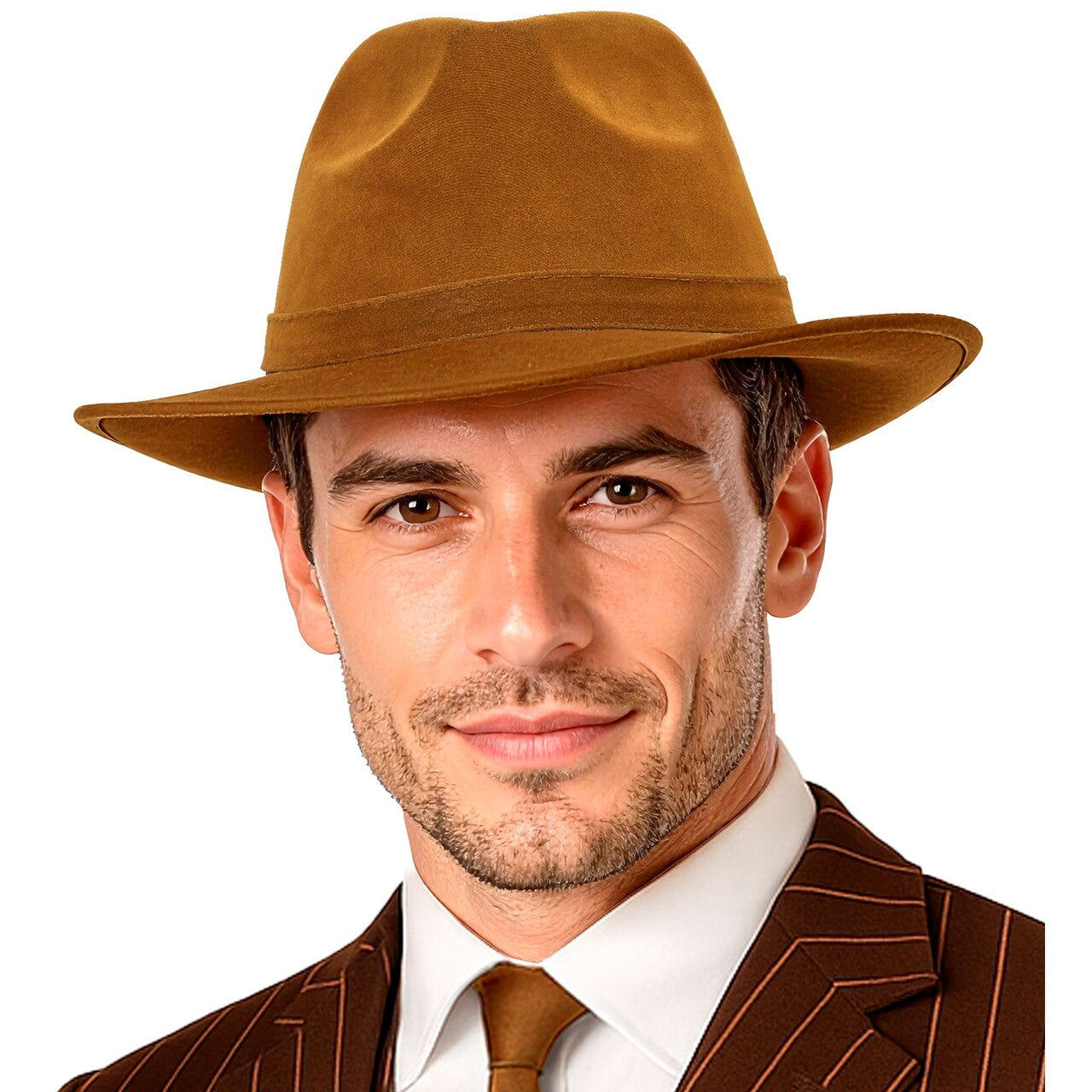 Op deze afbeelding zie je een Accessoires, van het merk Widmann. Bruine Vintage Suède Fedora Hoed