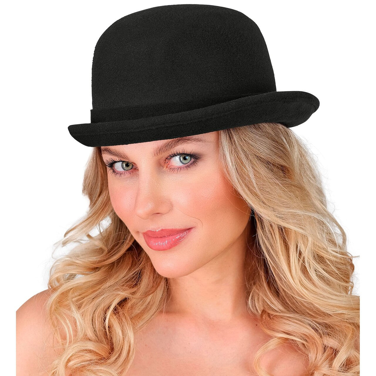 Op deze afbeelding zie je een Accessoires, van het merk Widmann. Bolhoed Zwart Wol Look