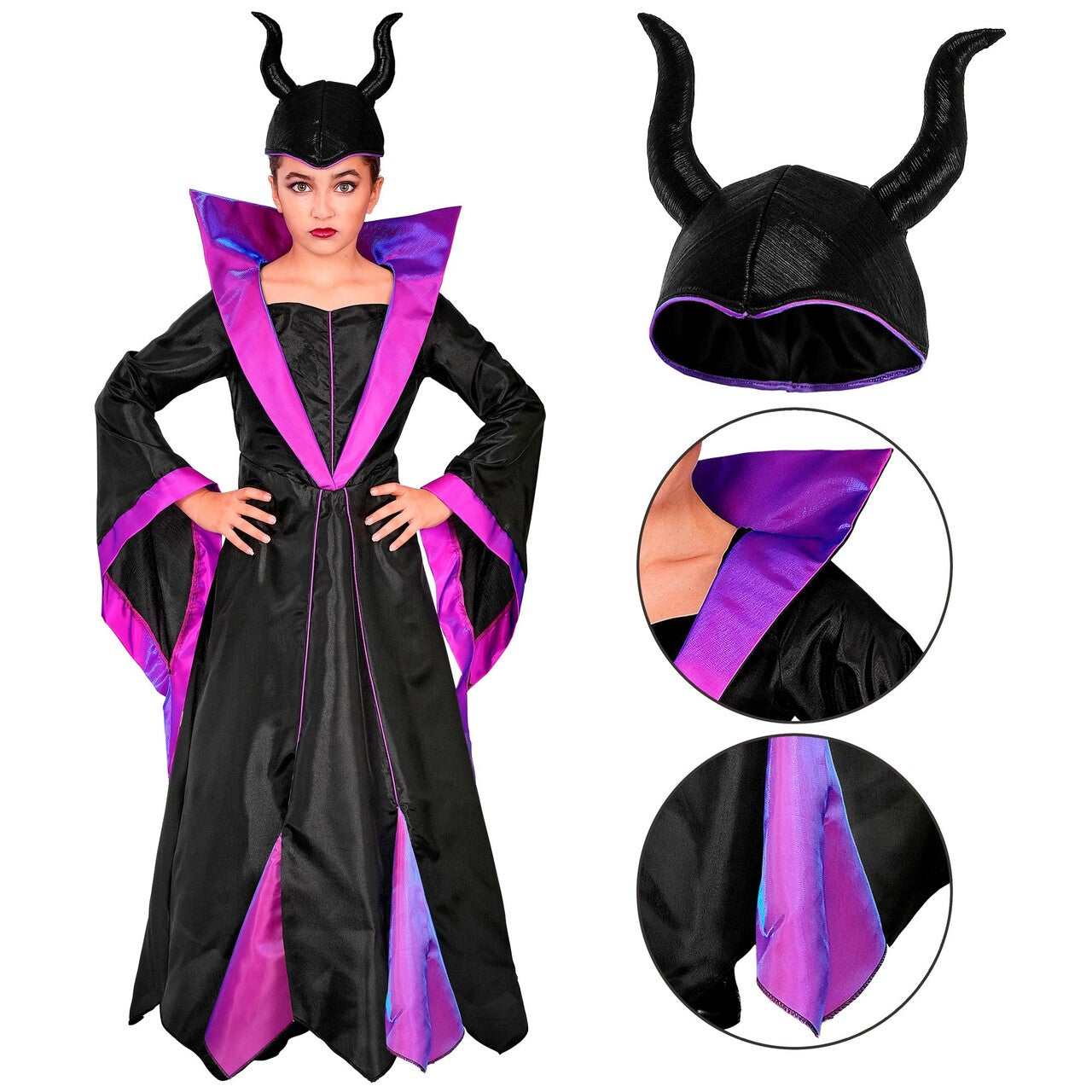 Op deze afbeelding zie je een Kostuums, van het merk Widmann. Malefica De Boze Fee Meisje Kostuum