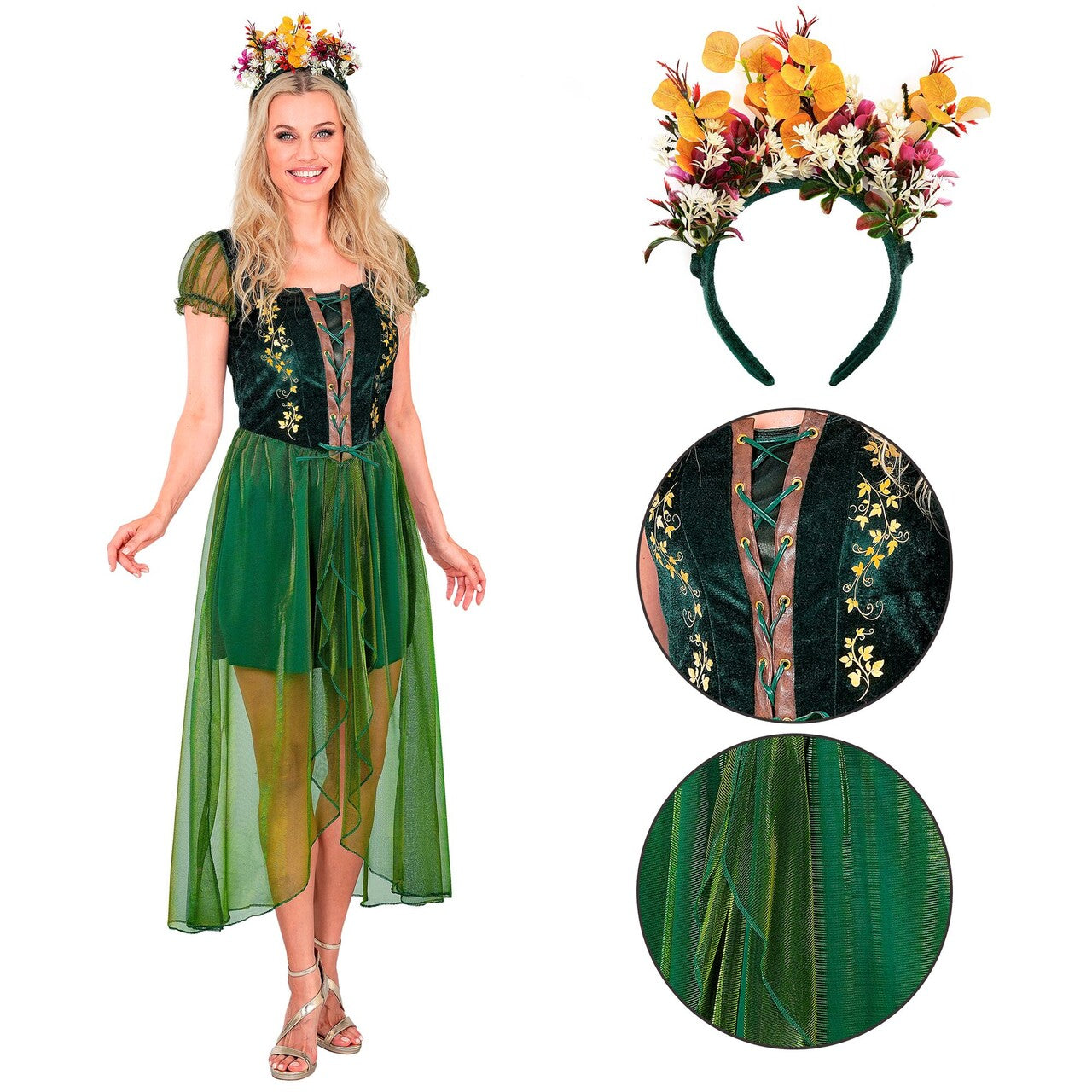 Op deze afbeelding zie je een Kostuums, van het merk Widmann. Forest Queen Vrouw Kostuum