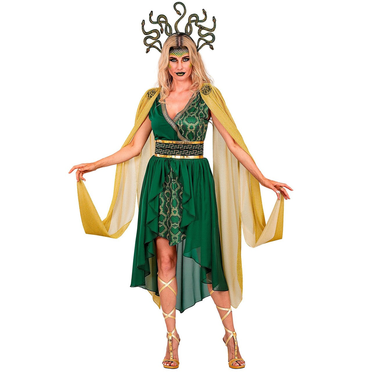 Op deze afbeelding zie je een Kostuums, van het merk Widmann. Medusa De Slangengodin Vrouw Kostuum