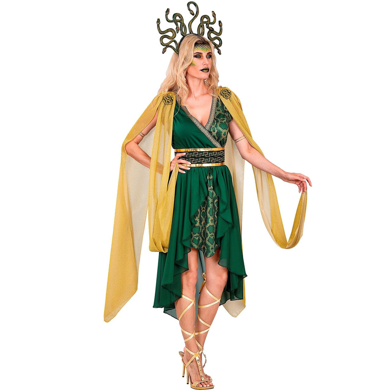 Op deze afbeelding zie je een Kostuums, van het merk Widmann. Medusa De Slangengodin Vrouw Kostuum