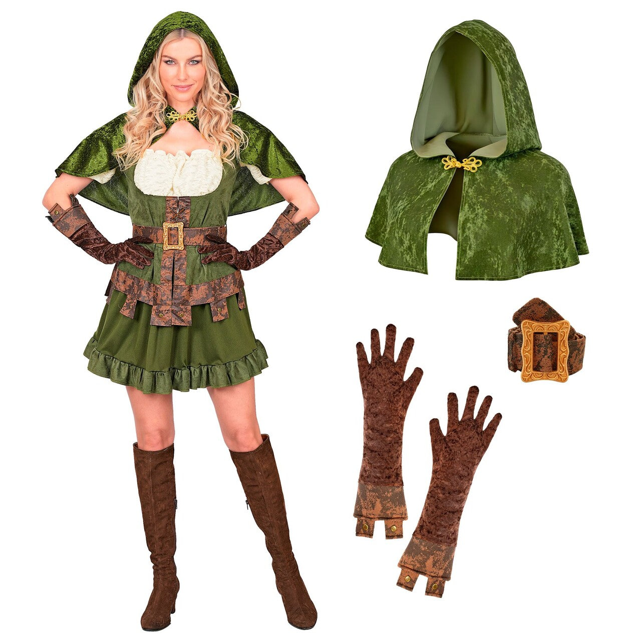 Op deze afbeelding zie je een Kostuums, van het merk Widmann. Robin Of Sherwood Vrouw Kostuum
