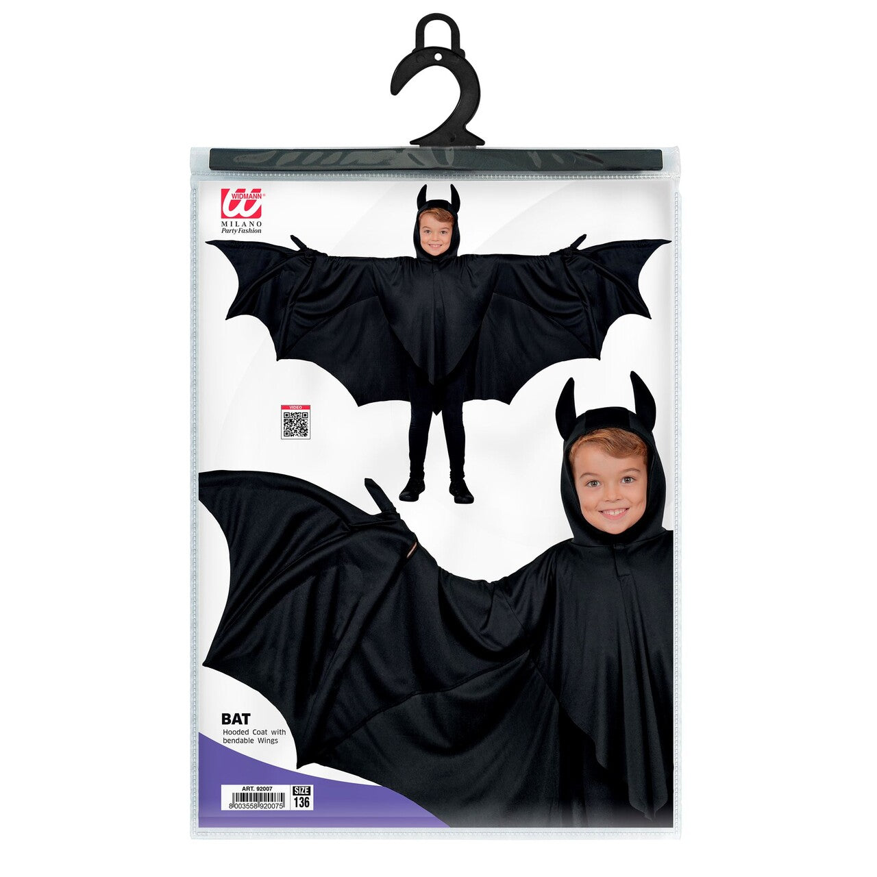 Op deze afbeelding zie je een Kostuums, van het merk Widmann. Nightwing Vleermuis Kind Kostuum