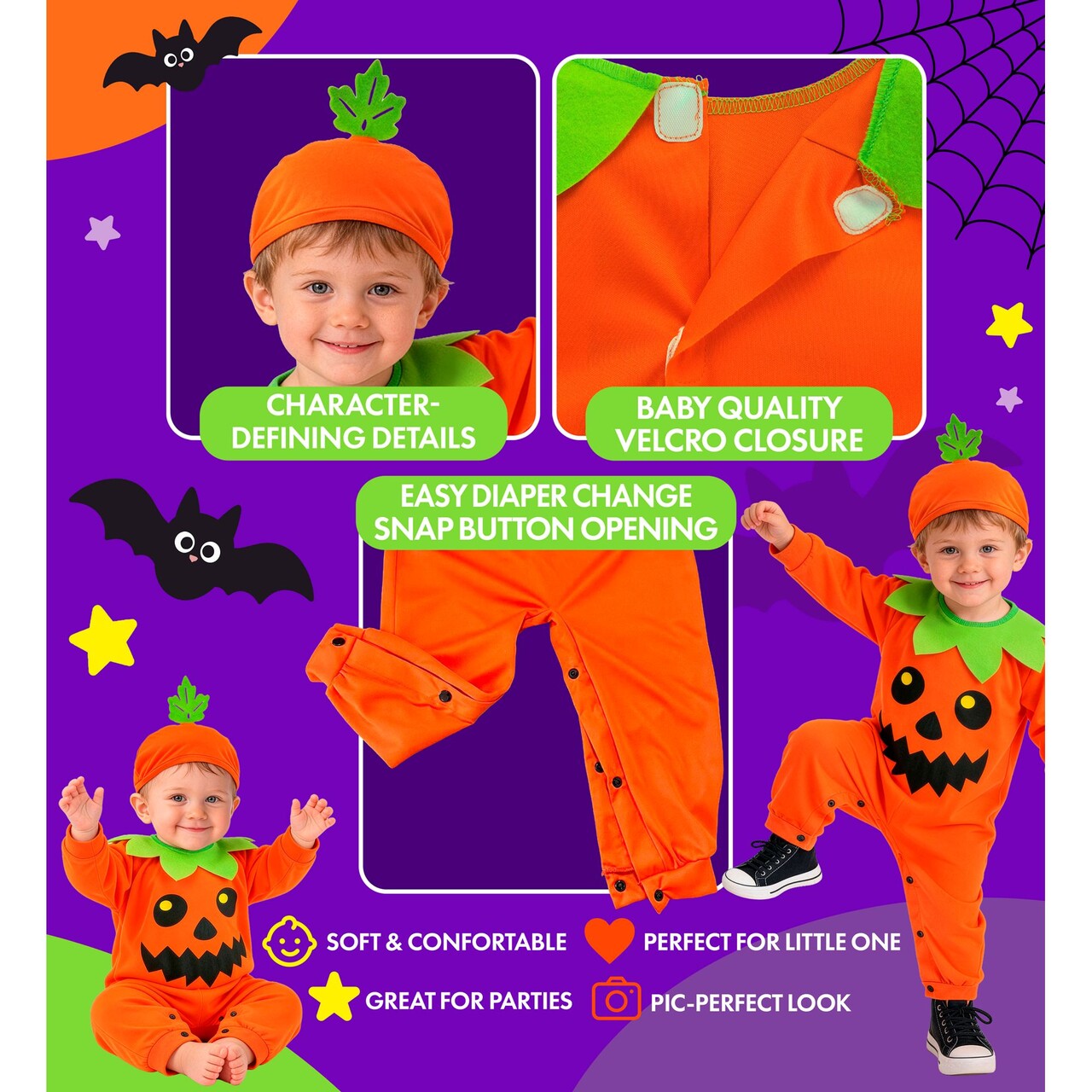 Op deze afbeelding zie je een Kostuums, van het merk Widmann. Pumpkin Cutie Kind Kostuum