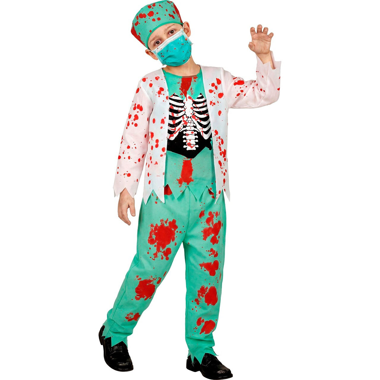 Op deze afbeelding zie je een Kostuums, van het merk Widmann. Zombie Dokter Jongen Kostuum