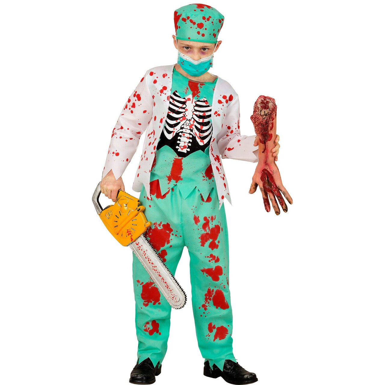 Op deze afbeelding zie je een Kostuums, van het merk Widmann. Zombie Dokter Jongen Kostuum