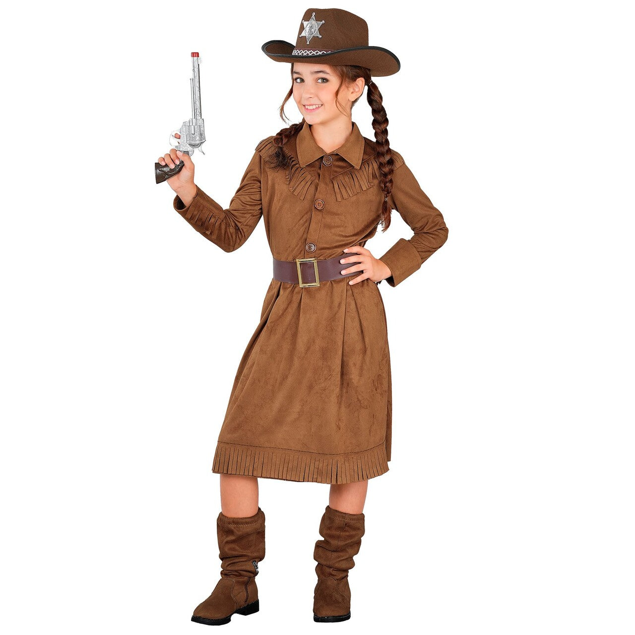 Op deze afbeelding zie je een Kostuums, van het merk Widmann. Cowgirl Caty Meisje Kostuum