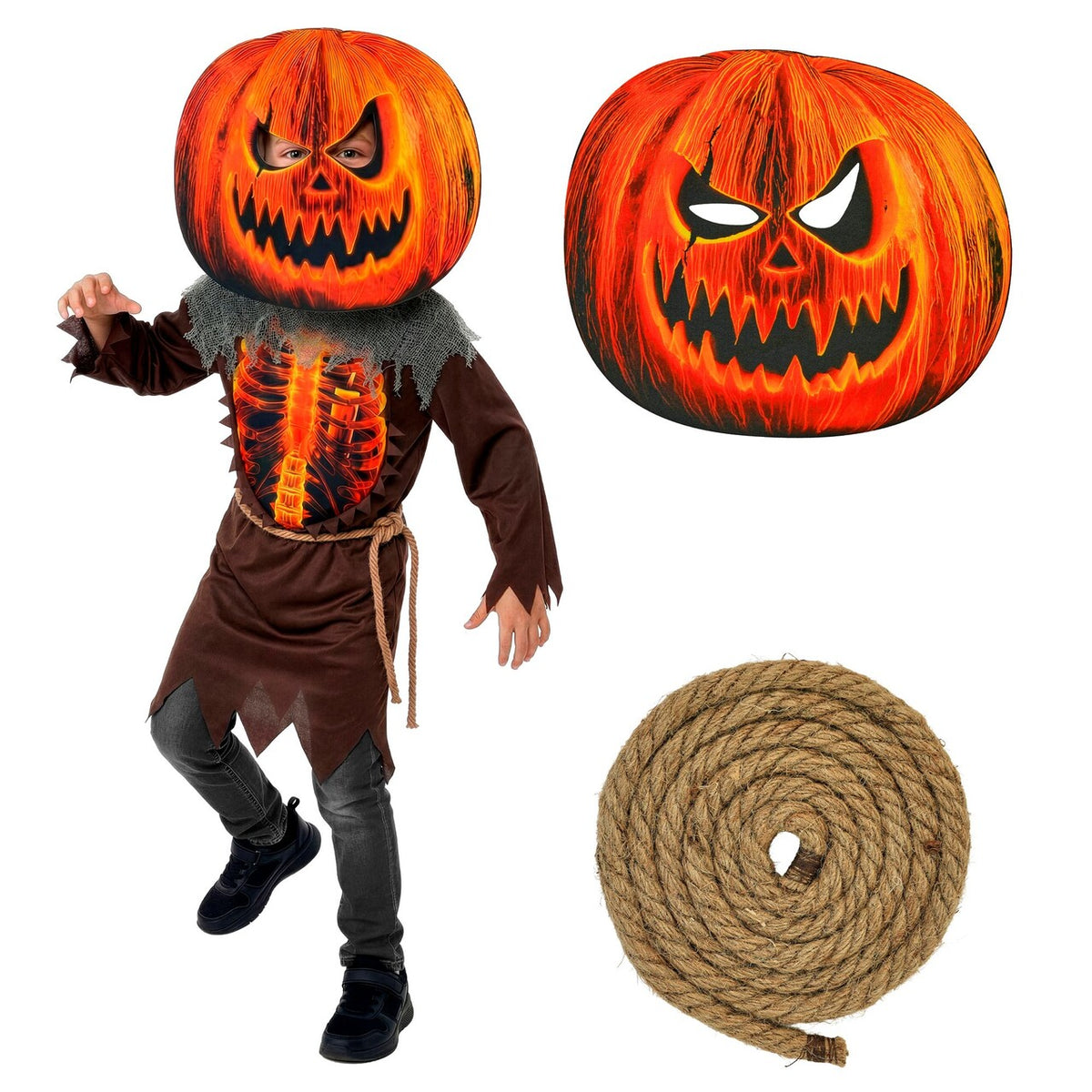 Op deze afbeelding zie je een Kostuums, van het merk Widmann. Scary Pumpkin Jongen Kostuum