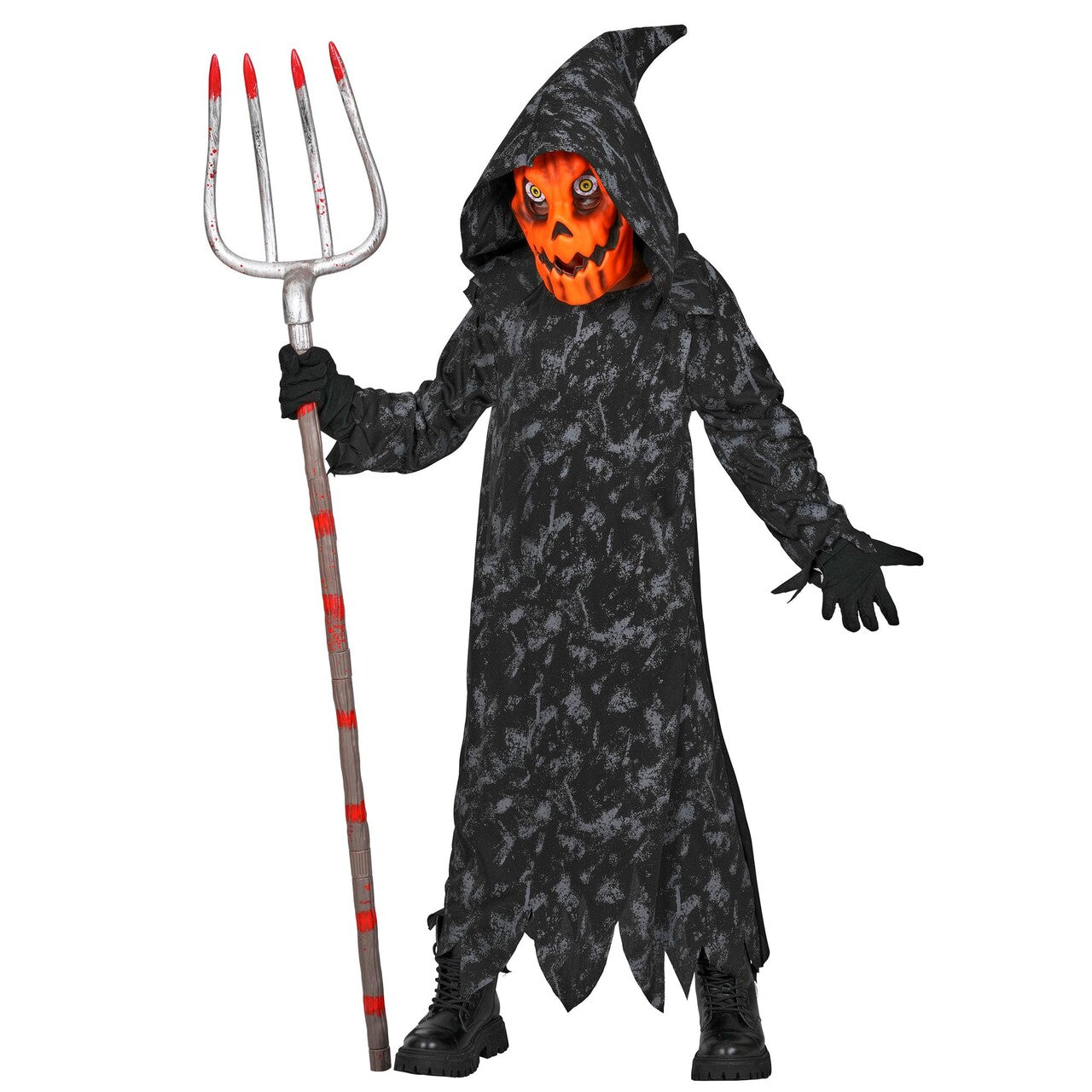 Op deze afbeelding zie je een Kostuums, van het merk Widmann. Pumpkin Reaper Jongen Kostuum