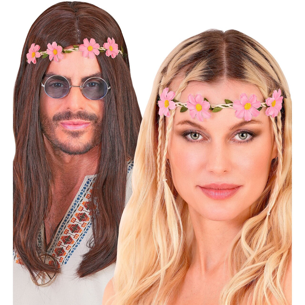 Op deze afbeelding zie je een Accessoires, van het merk Widmann. Boho Bloemen Hoofdband Roze
