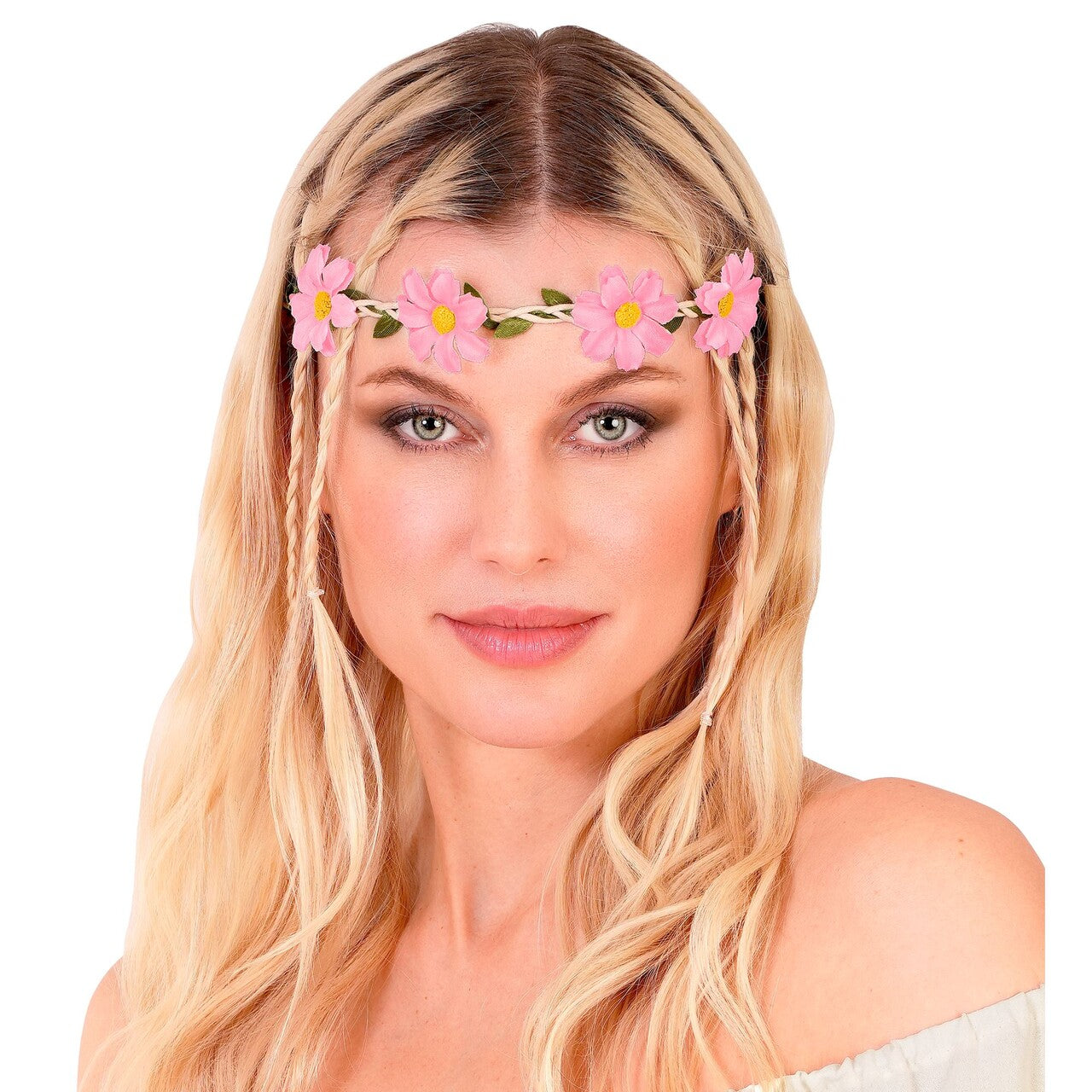 Op deze afbeelding zie je een Accessoires, van het merk Widmann. Boho Bloemen Hoofdband Roze