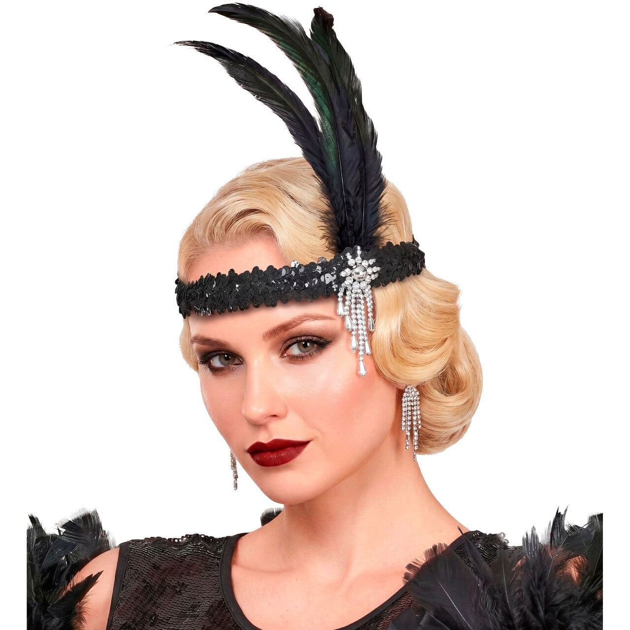 Op deze afbeelding zie je een Accessoires, van het merk Widmann. Roaring 20s Veren Hoofdband