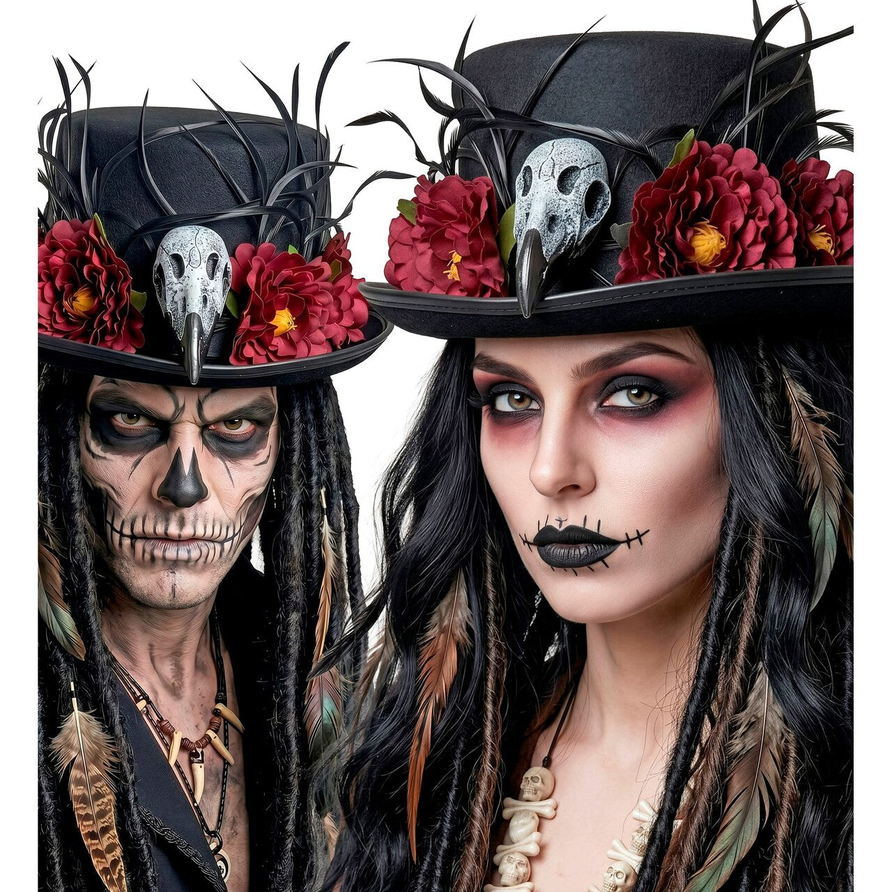 Op deze afbeelding zie je een Accessoires, van het merk Widmann. Voodoo Skull & Flower Hoed