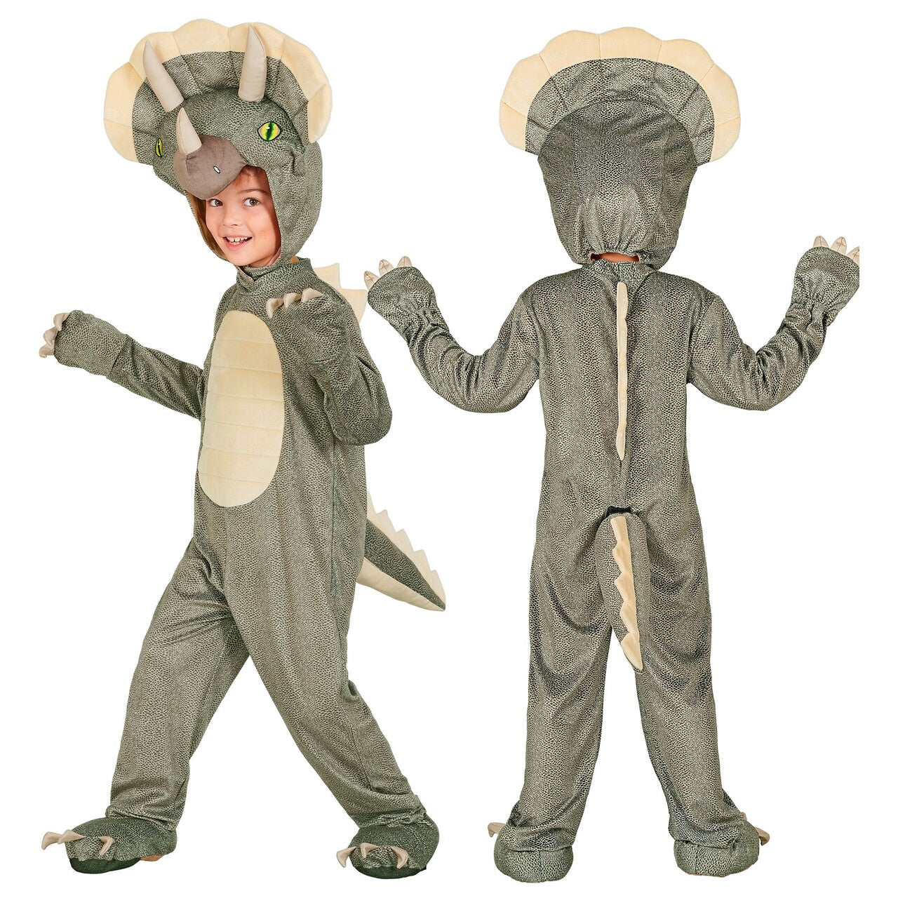 Op deze afbeelding zie je een Kostuums, van het merk Widmann. Triceratops Toby Jongen Kostuum