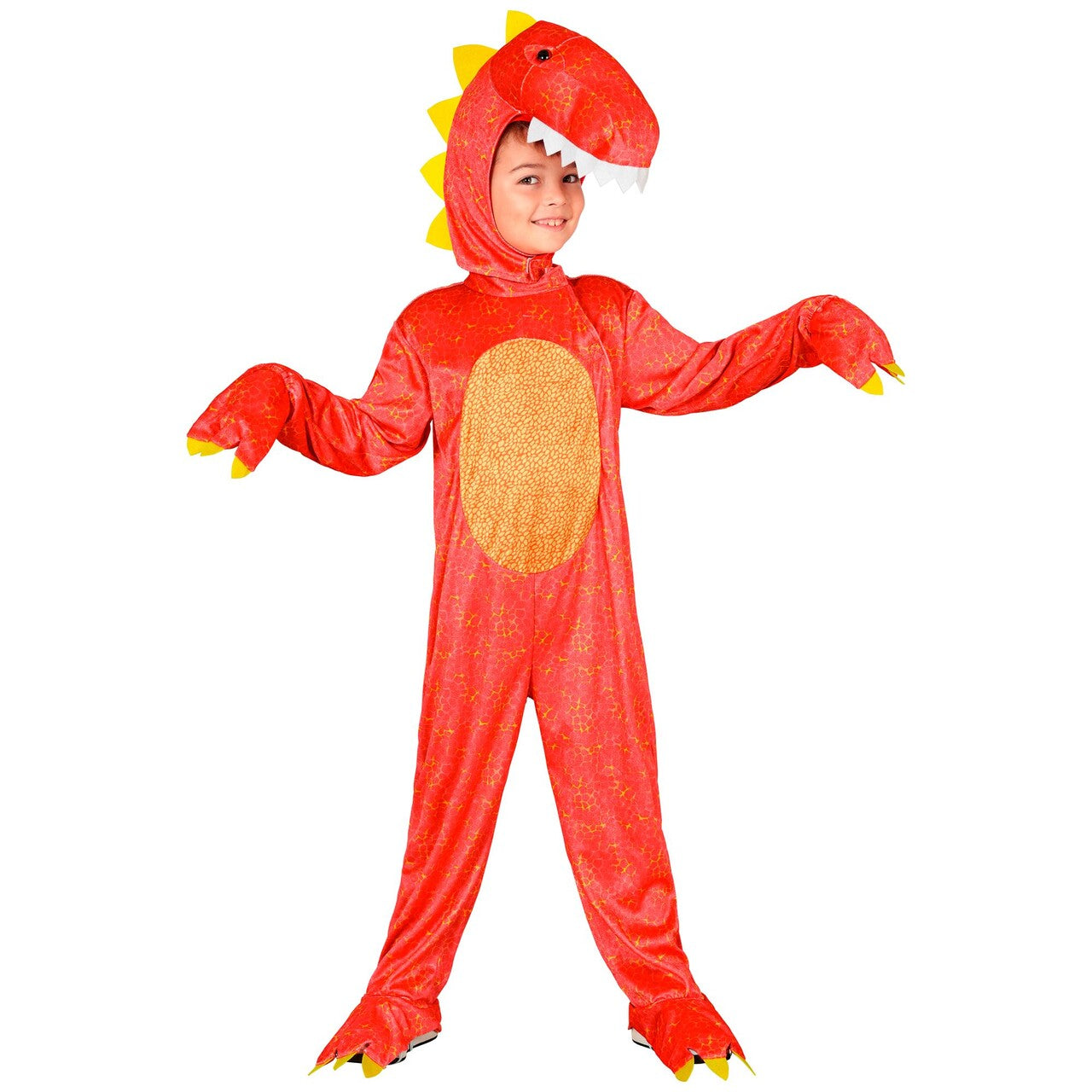 Op deze afbeelding zie je een Kostuums, van het merk Widmann. Rode Dino Dex Jongen Kostuum