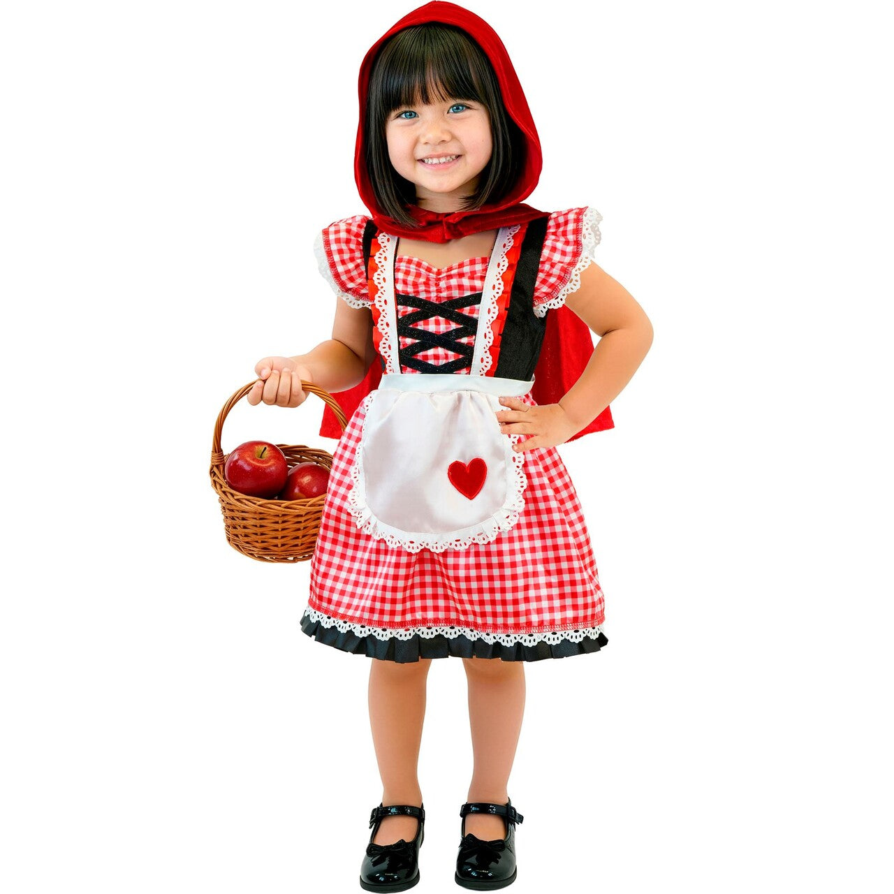 Op deze afbeelding zie je een Kostuums, van het merk Widmann. Roodkapje Ruby Meisje Kostuum