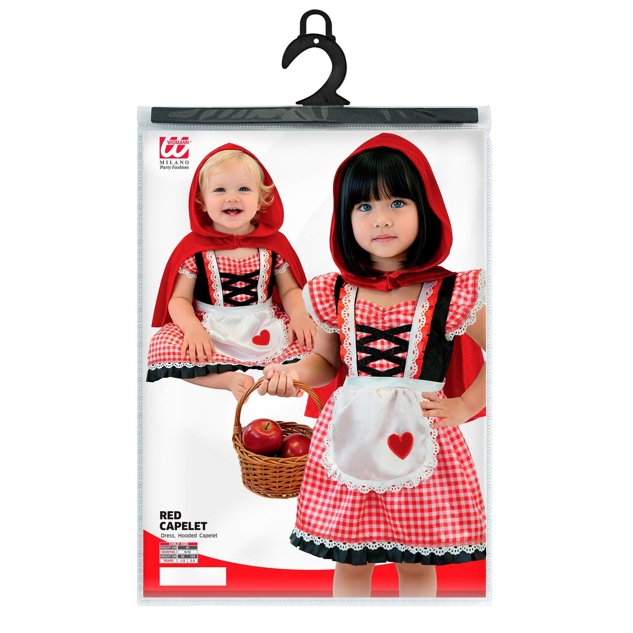 Op deze afbeelding zie je een Kostuums, van het merk Widmann. Roodkapje Ruby Meisje Kostuum