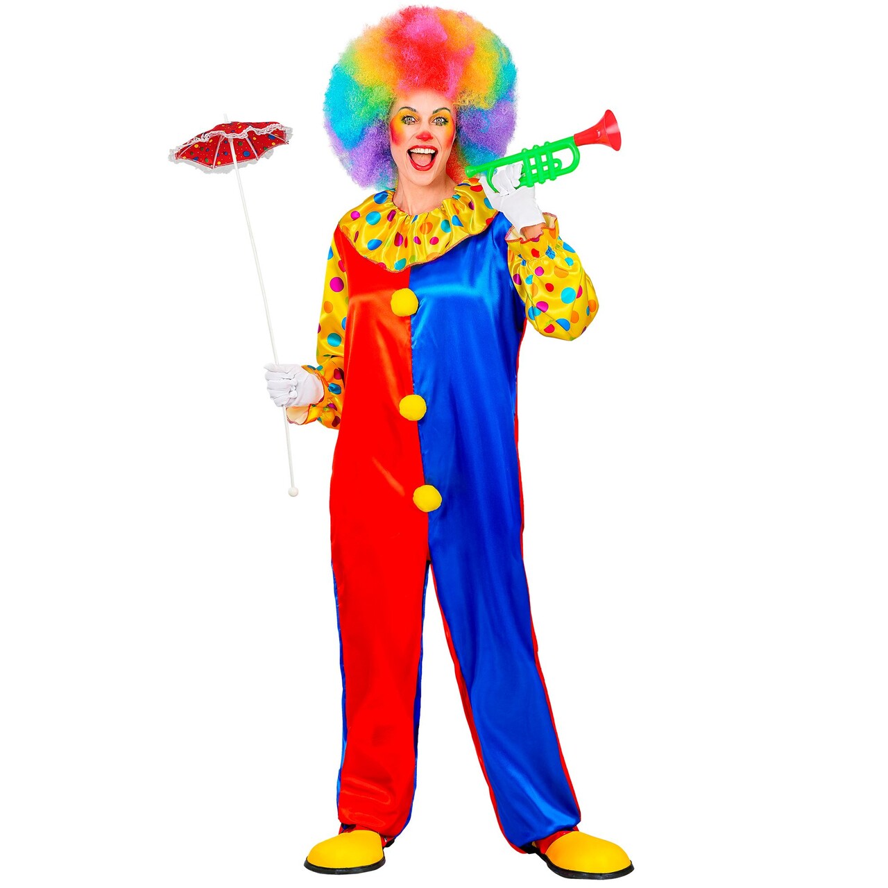Op deze afbeelding zie je een Kostuums, van het merk Widmann. Crazy Clown Kostuum