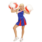 Op deze afbeelding zie je een Kostuums, van het merk Widmann. Amerikaanse Cheerleader Blauw / Rood Vrouw Kostuum
