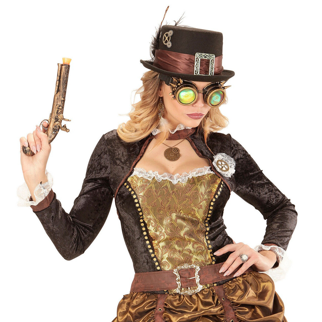 Op deze afbeelding zie je een Accessoires, van het merk Widmann. Oorbellen Steampunk Met Veren Willy