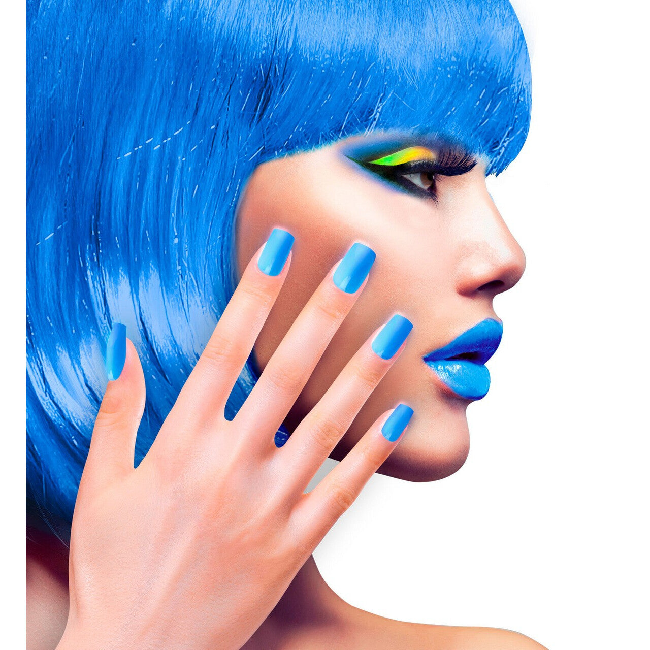Op deze afbeelding zie je een Accessoires, van het merk Widmann. Nagels Airbrush Neon Blauw 80s Lady