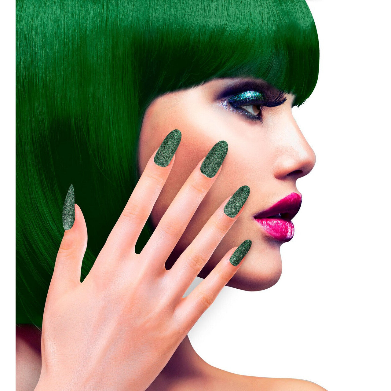 Op deze afbeelding zie je een Accessoires, van het merk Widmann. Nagels Diva Glitter Groen